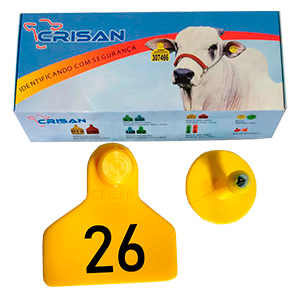 Brinco Crisan (amarelo - Médio) 26-50 (25 Unidades)