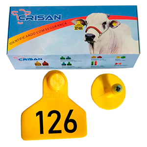 Brinco Crisan (amarelo - Médio) 126-150 (25 Unidades)