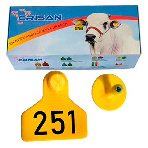 Brinco Crisan (amarelo - Médio) 251-275 (25 Unidades)