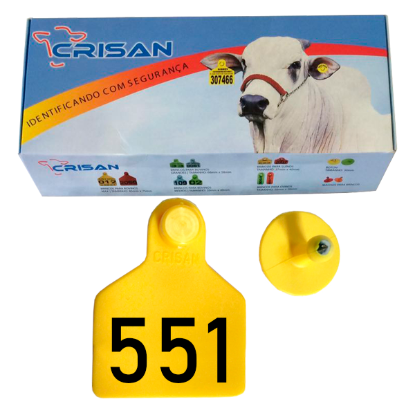 Brinco Crisan (amarelo - Grande) 551-575 (25 Unidades)