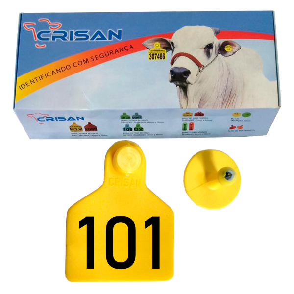 Brinco Crisan (amarelo - Grande) 101-125 (25 Unidades)
