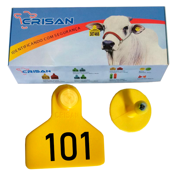 Brinco Crisan (amarelo - Médio) 101-125 (25 Unidades)