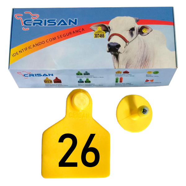 Brinco Crisan (amarelo - Grande) 26-50 (25 Unidades)