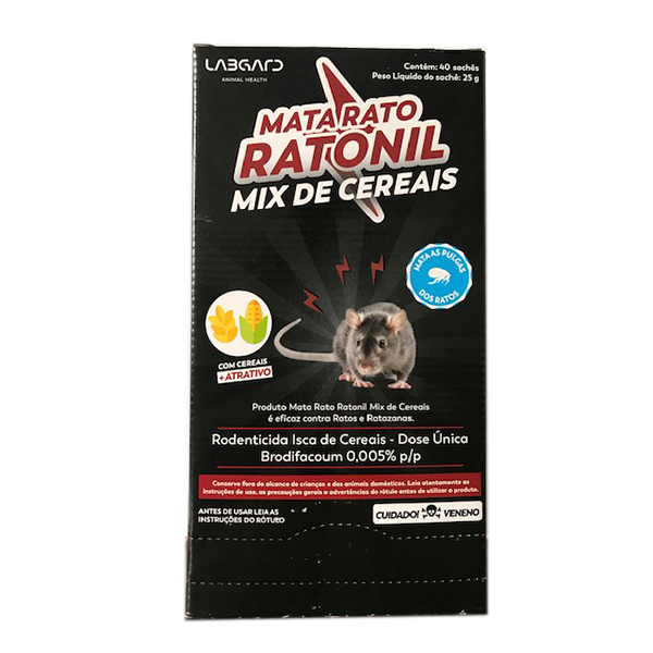 Raticida Ratonil Mix Cereais 1kg (40 X 25g) Rosa - Labgard