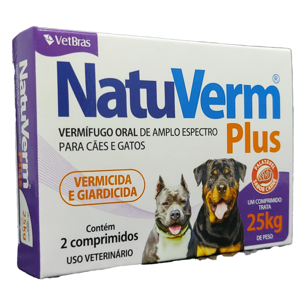 Natu Verm Plus 1.650mg (2 Comprimidos) - Vetbras